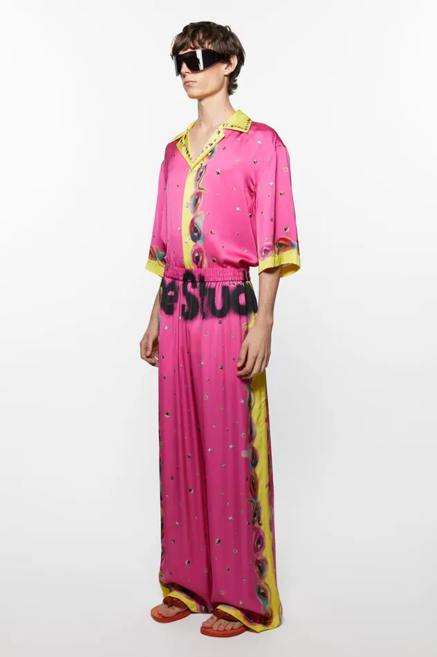 Acne Studios Printed Trousers Fuchsia Pink Women Trousers