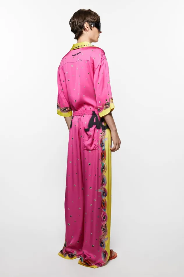 Acne Studios Printed Trousers Fuchsia Pink Women Trousers
