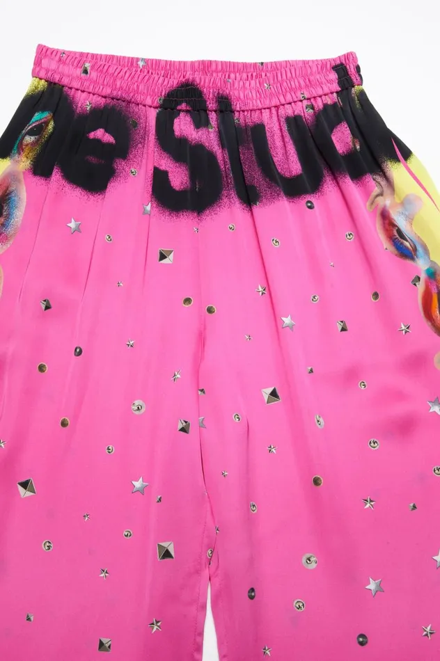 Acne Studios Printed Trousers Fuchsia Pink Women Trousers