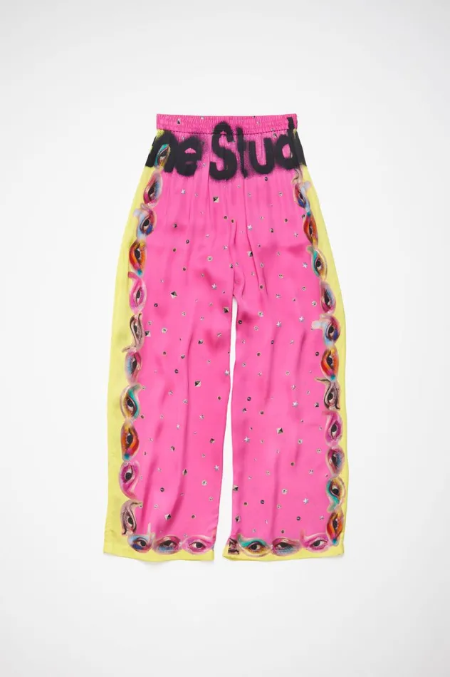 Acne Studios Printed Trousers Fuchsia Pink Women Trousers