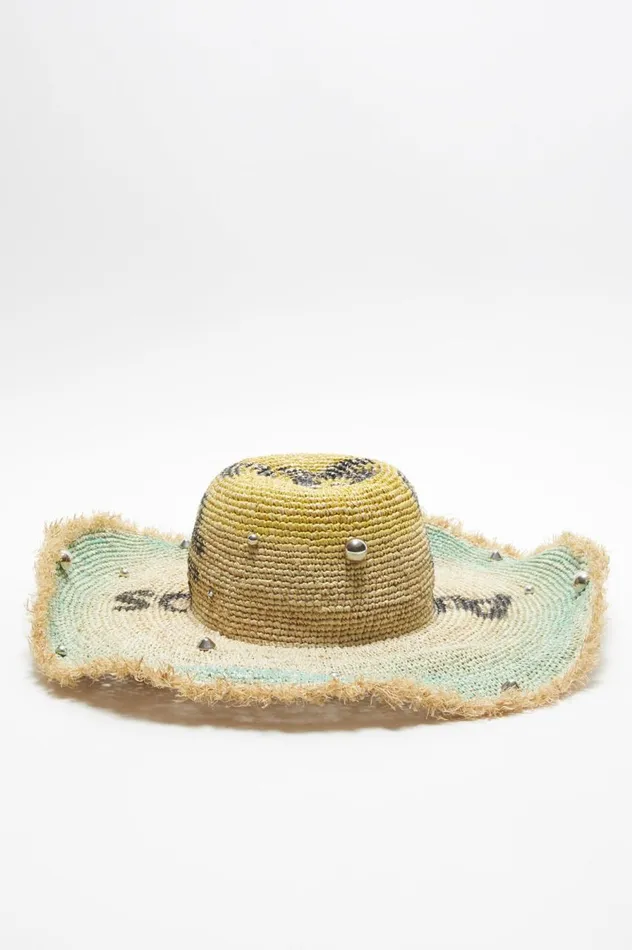 Acne Studios Raffia Wide Brim Hat Straw Yellow Women Hats