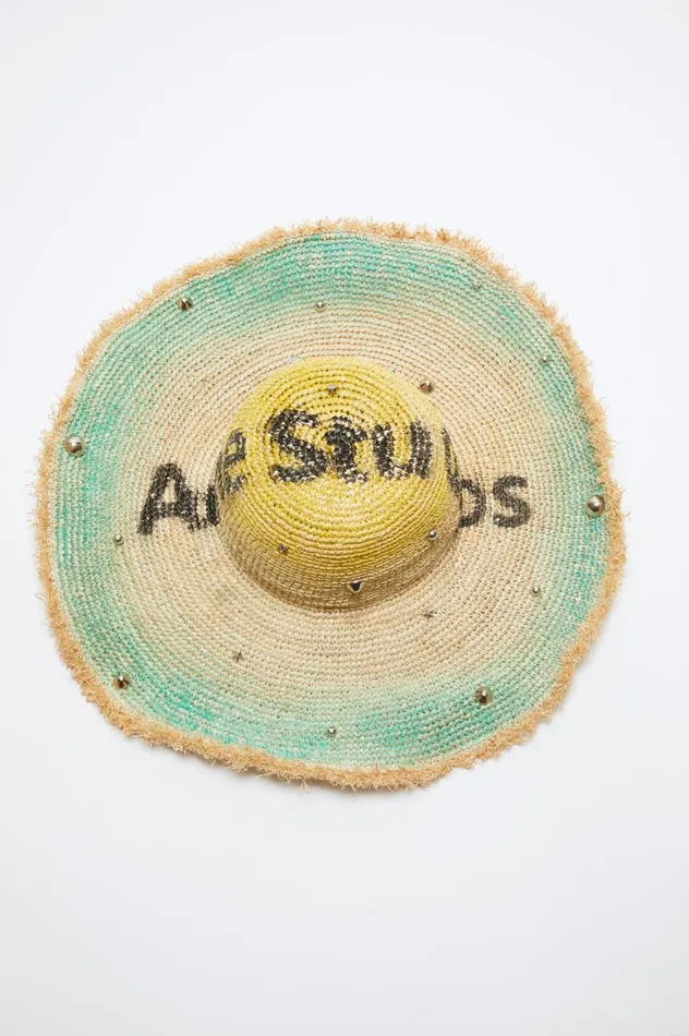 Acne Studios Raffia Wide Brim Hat Straw Yellow Women Hats
