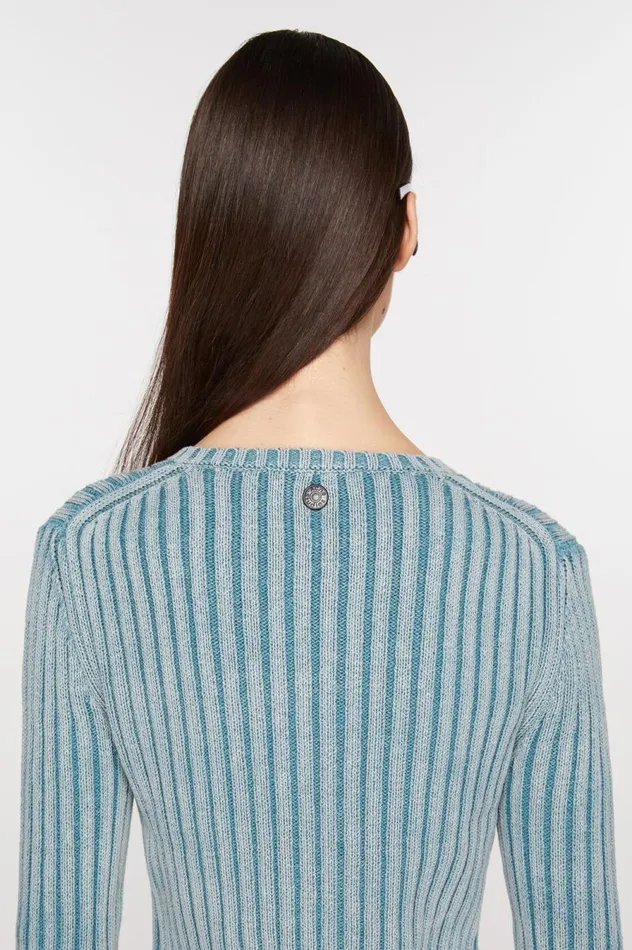 Acne Studios Ribbed Zip Cardigan Dusty Blue Women Knitwear