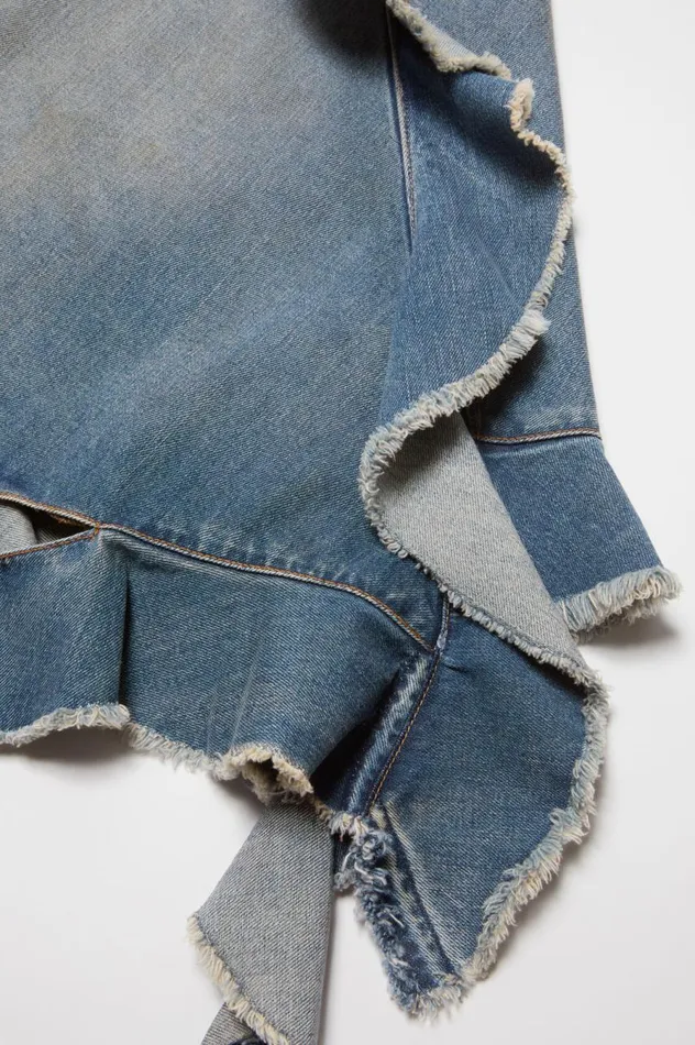 Acne Studios Ruffle Strap Denim Dress Mid Blue Women Dresses