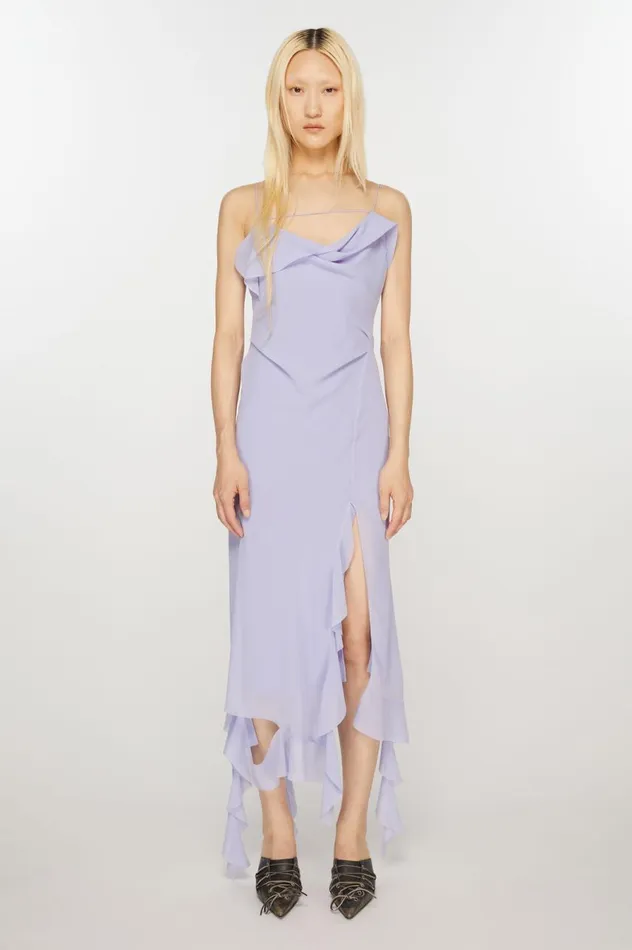 Acne Studios Ruffle Strap Dress Lilac Purple Women Dresses