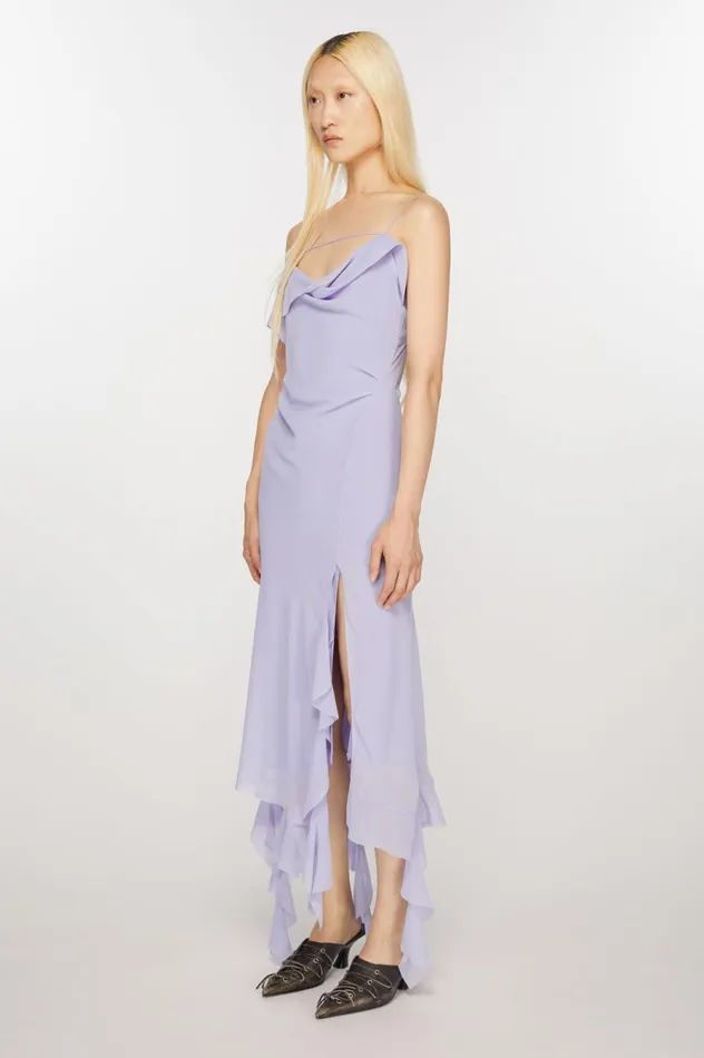 Acne Studios Ruffle Strap Dress Lilac Purple Women Dresses