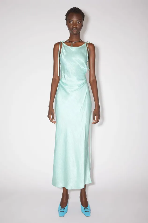 Acne Studios Satin Wrap Dress Spearmint Green Women Dresses