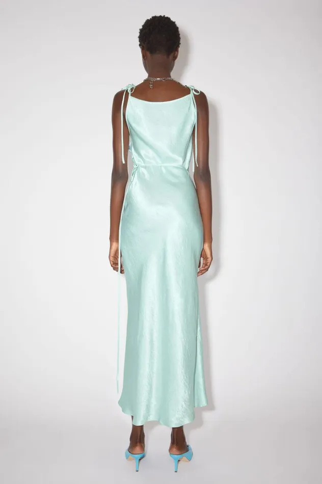Acne Studios Satin Wrap Dress Spearmint Green Women Dresses