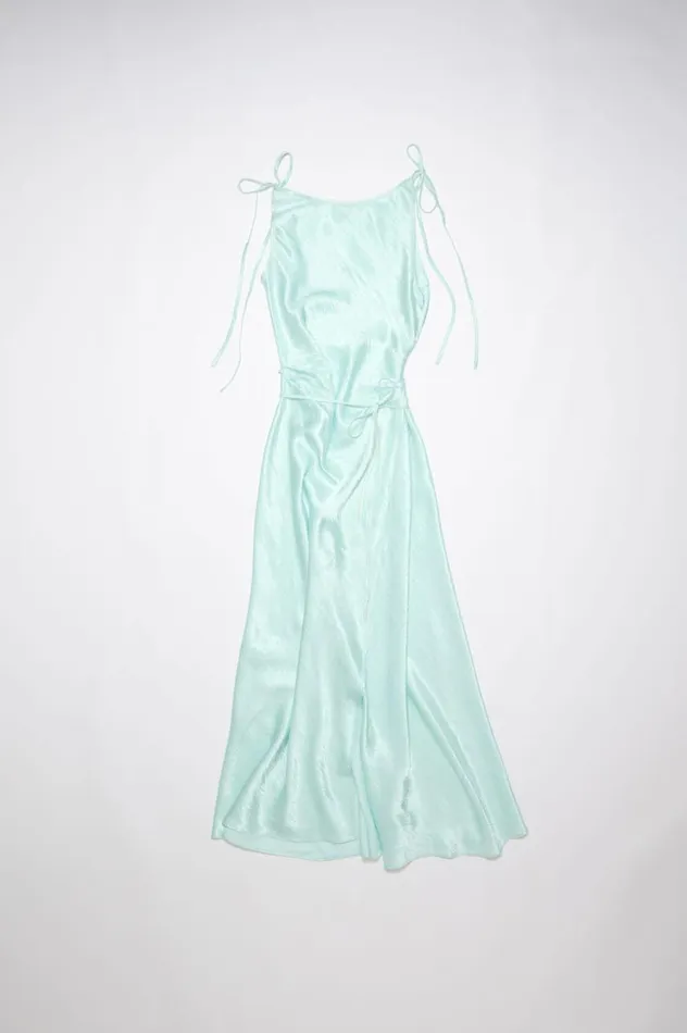 Acne Studios Satin Wrap Dress Spearmint Green Women Dresses
