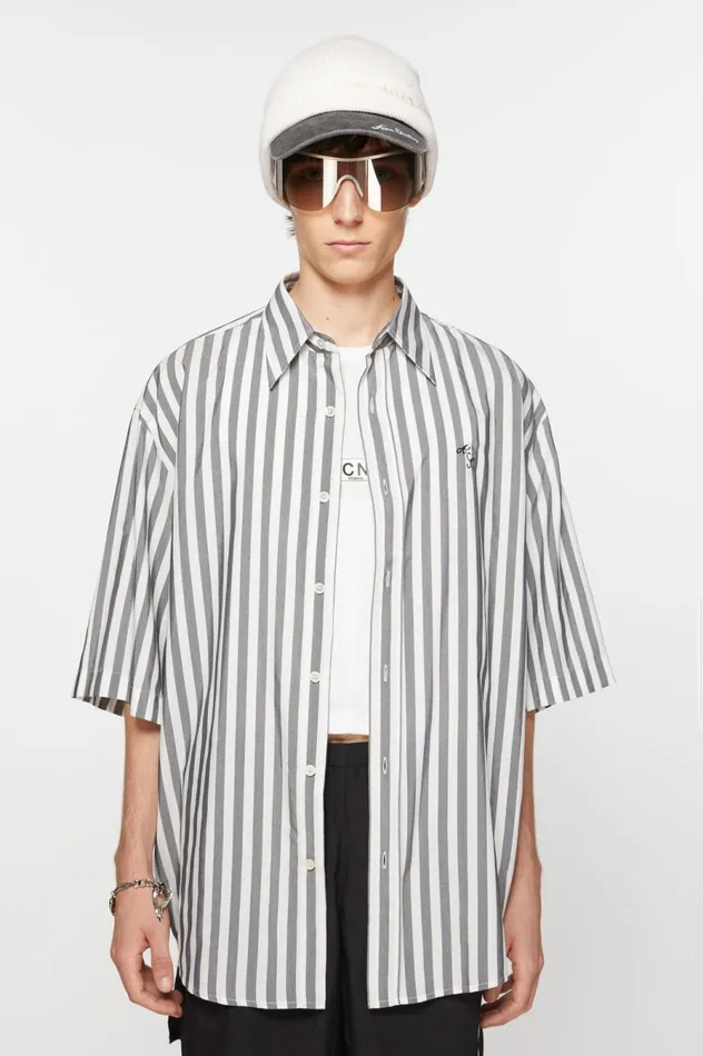Acne Studios Stripe Buttonup Shirt Blackwhite Men Shirts