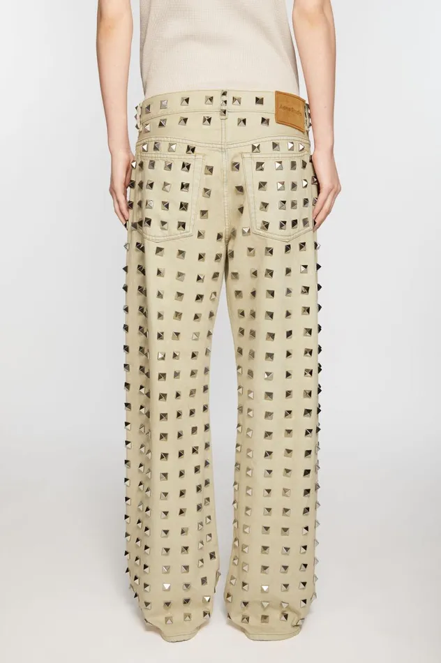 Acne Studios Studded Jeans 8211 Loose Fit Silver Grey Women Trousers
