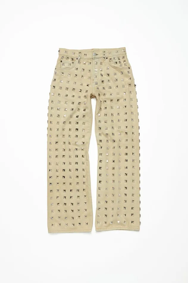 Acne Studios Studded Jeans 8211 Loose Fit Silver Grey Women Trousers