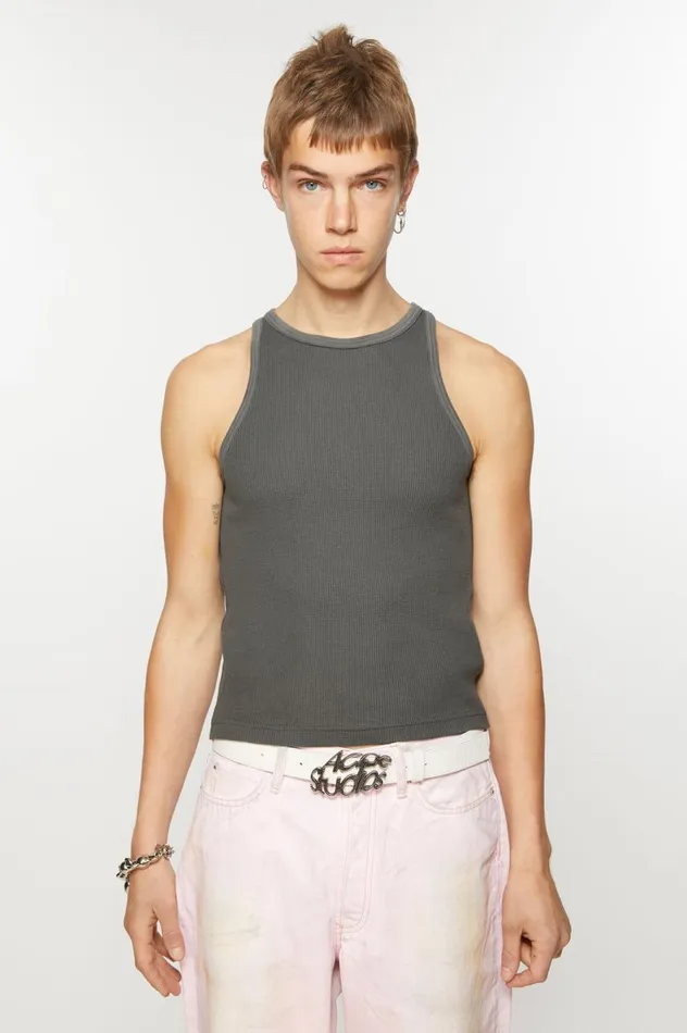 Acne Studios Tank Top 8211 Fitted Unisex Fit Faded Grey Women Tshirts