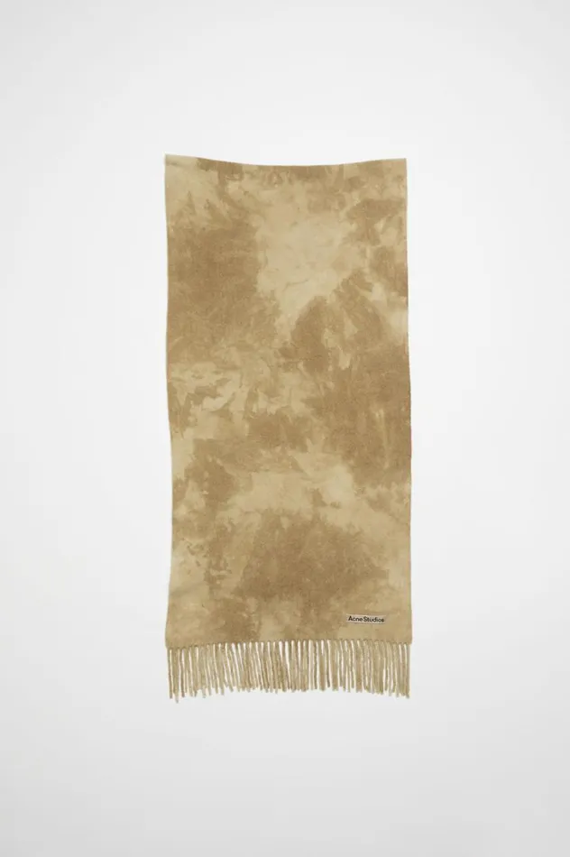 Acne Studios Tiedye Wool Scarf 8211 Narrow Khaki Green Men Scarves