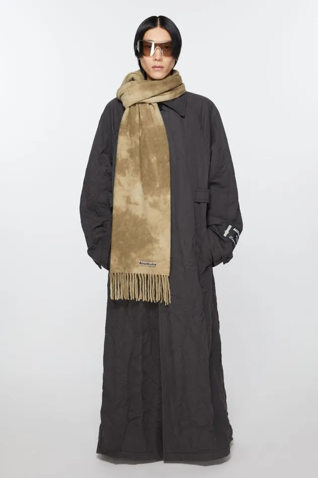 Acne Studios Tiedye Wool Scarf 8211 Narrow Khaki Green Men Scarves