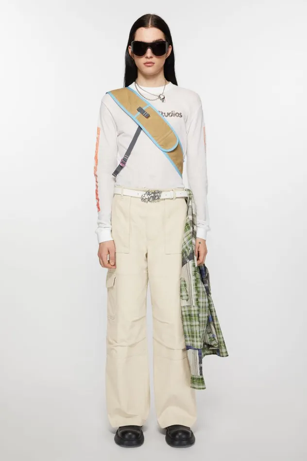 Acne Studios Twill Trousers Ivory White Men Trousers