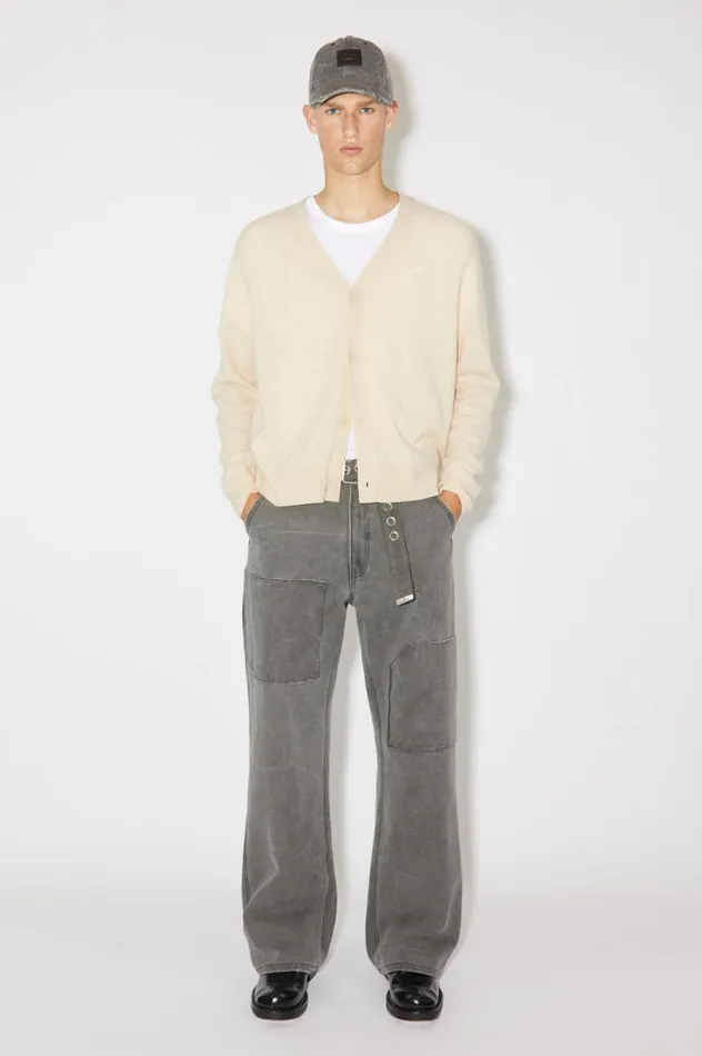 Acne Studios Vneck Cardigan Oatmeal Melange Men Knitwear