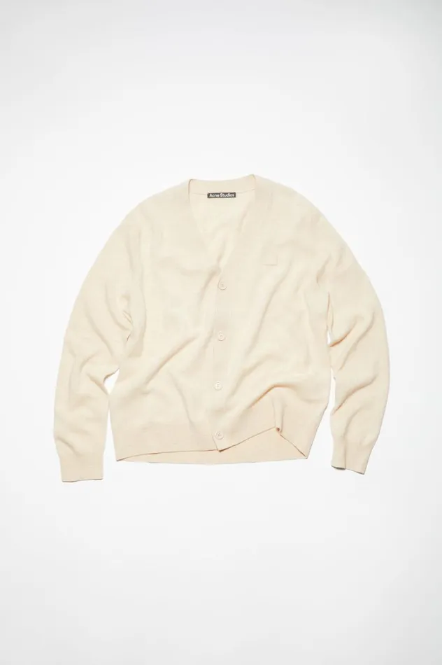 Acne Studios Vneck Cardigan Oatmeal Melange Men Knitwear