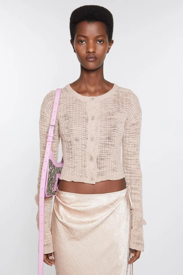 Acne Studios Wide Rib Cardigan Dusty Pink Women Knitwear