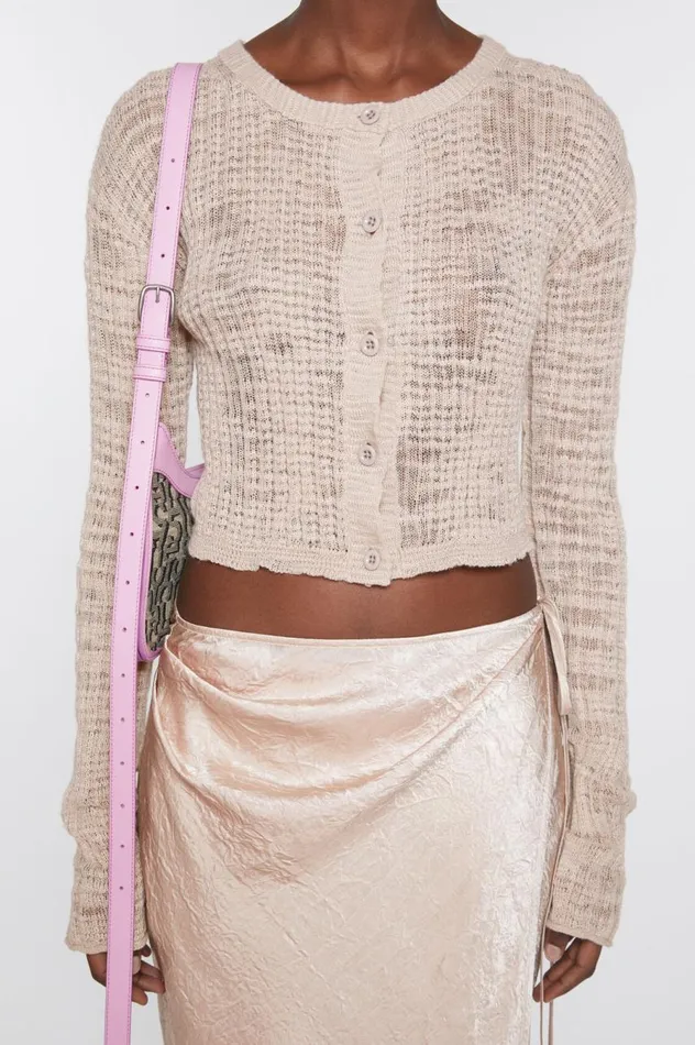 Acne Studios Wide Rib Cardigan Dusty Pink Women Knitwear