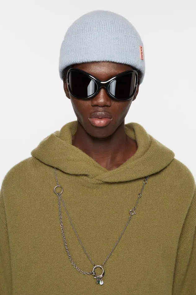 Acne Studios Wool Cashmere Beanie Steel Blue Melange Men Hats