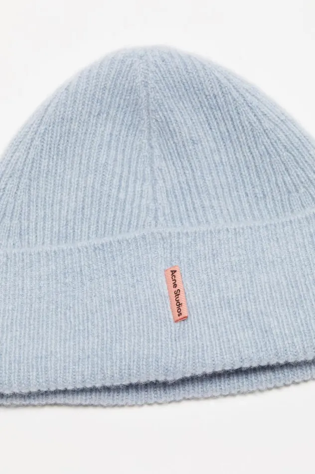 Acne Studios Wool Cashmere Beanie Steel Blue Melange Men Hats