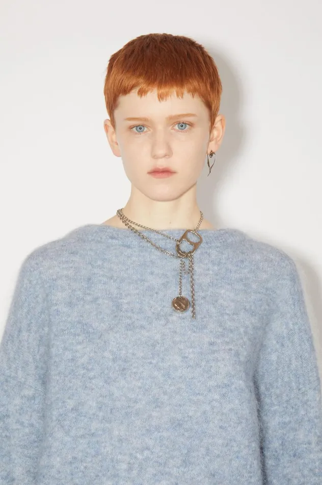 Acne Studios Wool Mohair Jumper Denim Blue Women Knitwear