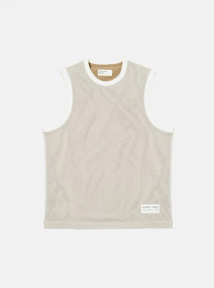 Basketball Vest In WhiteSand MeshSingle Jersey Men Universal Works Tees