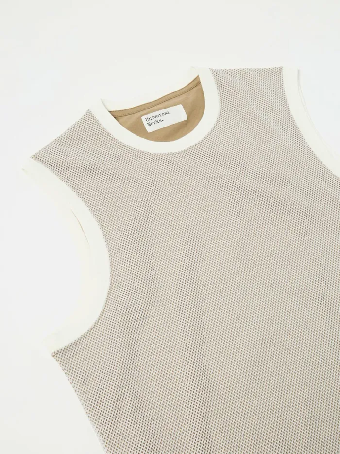 Basketball Vest In WhiteSand MeshSingle Jersey Men Universal Works Tees