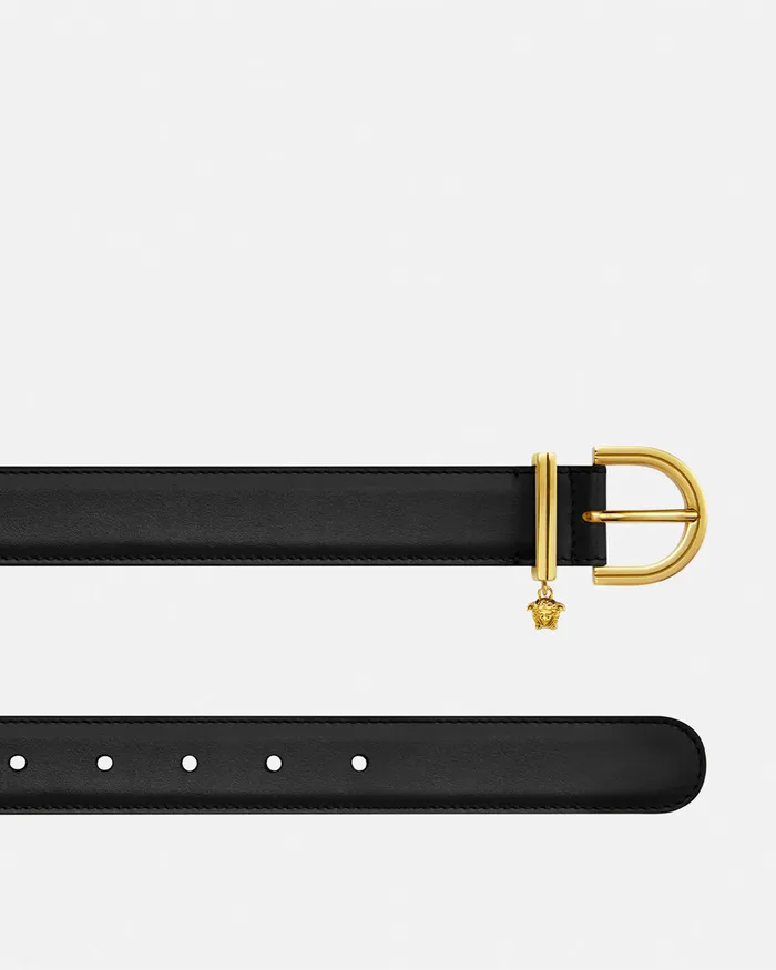 Belts Women Versace Medusa 03995 Leather Belt 3 Cm Blackgold