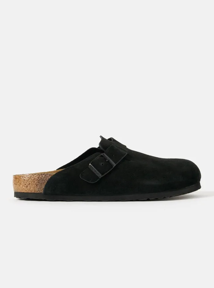 Birkenstock Boston In Black Suede Leather Men Universal Works Footwear