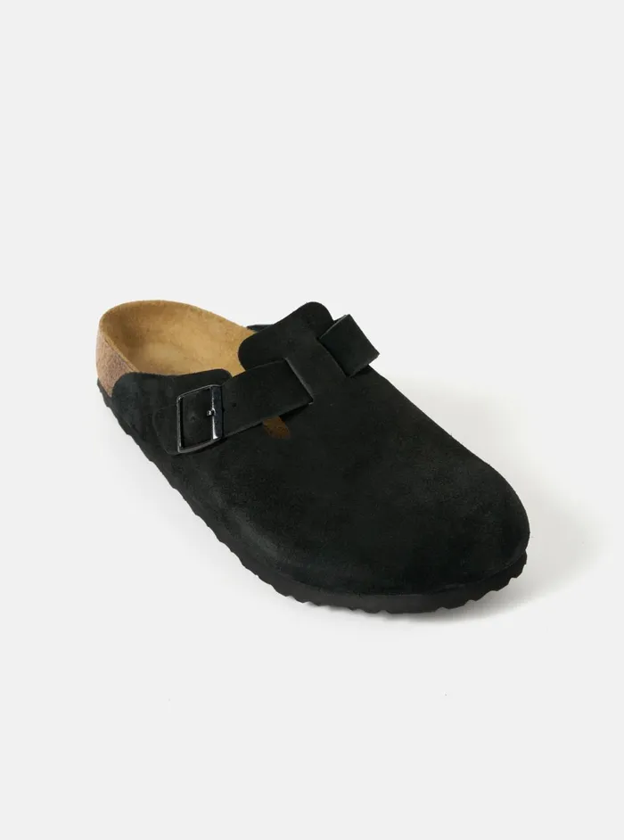 Birkenstock Boston In Black Suede Leather Men Universal Works Footwear