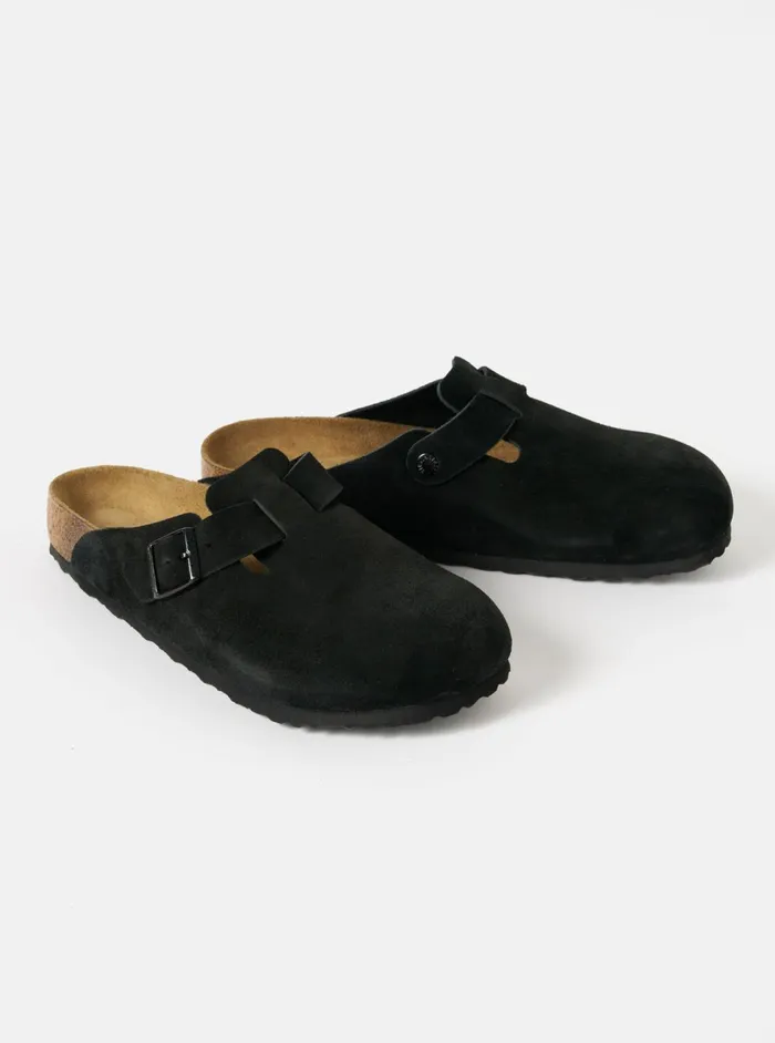 Birkenstock Boston In Black Suede Leather Men Universal Works Footwear
