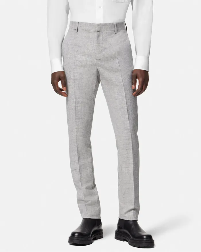 Blazers and Suits Men Versace WoolBlend Formal Pants Gray
