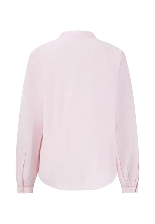 Blouses Women FYNCHHATTON Cotton Blouse With Round Neck Collar Fresh Roselight Blue