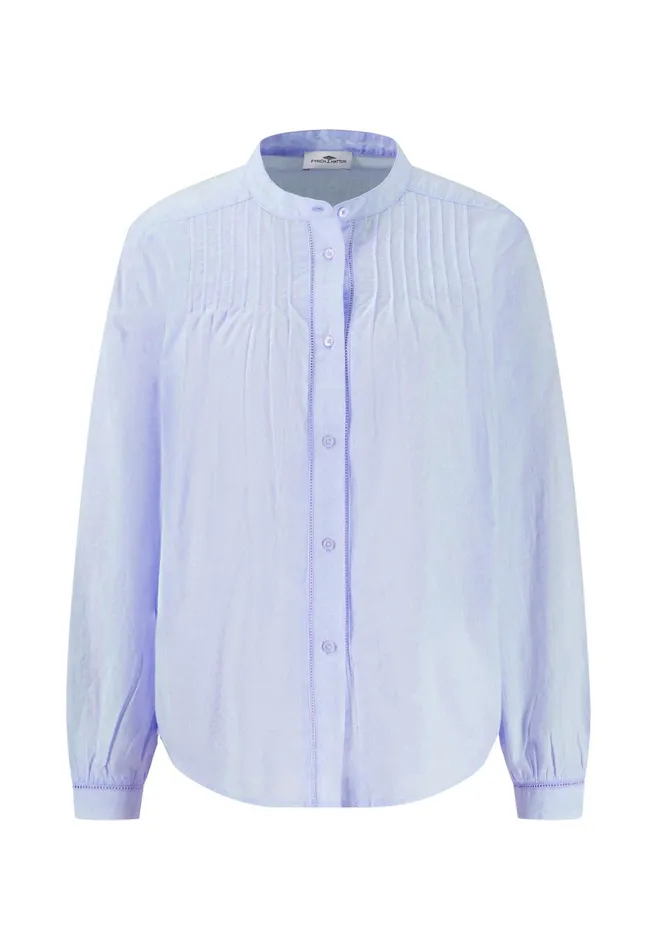Blouses Women FYNCHHATTON Cotton Blouse With Round Neck Collar Fresh Roselight Blue