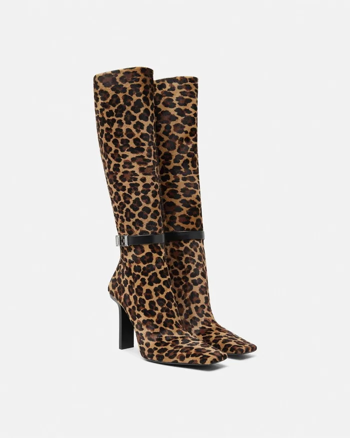 Boots Women Versace Leopard Slice KneeHigh Boots 105 Mm Animalier