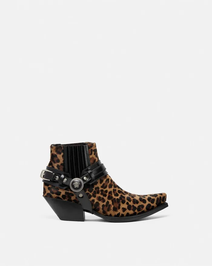 Boots Women Versace Leopard Texano Ankle Boots 50 Mm Animalier