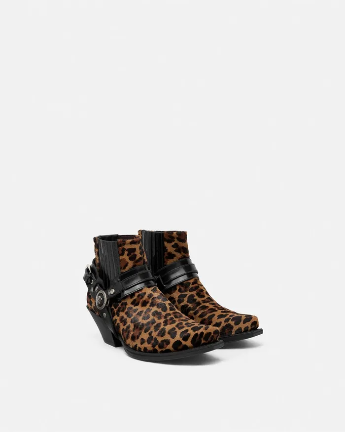 Boots Women Versace Leopard Texano Ankle Boots 50 Mm Animalier