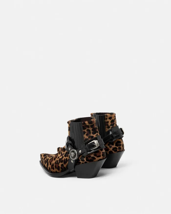 Boots Women Versace Leopard Texano Ankle Boots 50 Mm Animalier