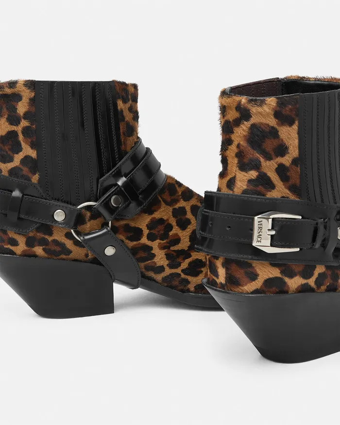 Boots Women Versace Leopard Texano Ankle Boots 50 Mm Animalier