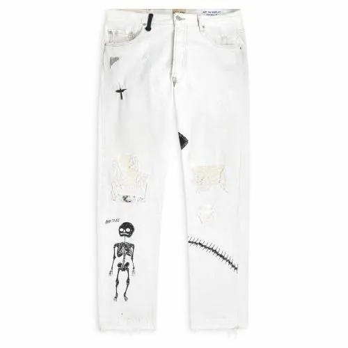 Bottoms WomenMen Gallery Dept FUCK FACE DENIM White