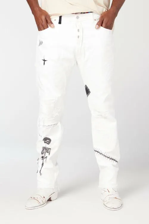 Bottoms WomenMen Gallery Dept FUCK FACE DENIM White