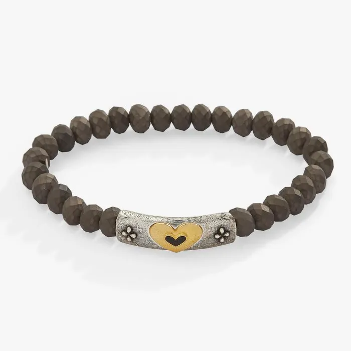 Bracelets Women Alex And Ani Antique Heart Stretch Bracelet Two Tone