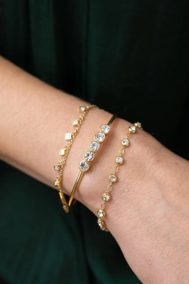 Bracelets Women Alex And Ani Crystal Pebble Chain Bracelet Stainless Steel Gold
