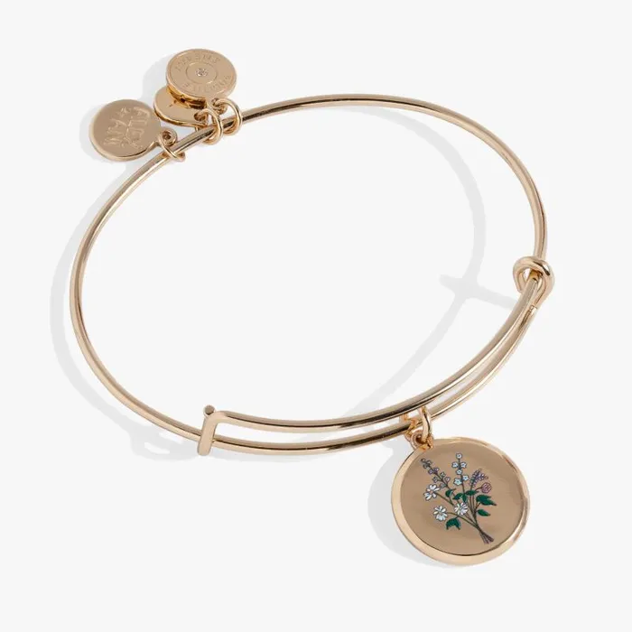 Bracelets Women Alex And Ani Flower Anniversary Bangle Shiny Gold