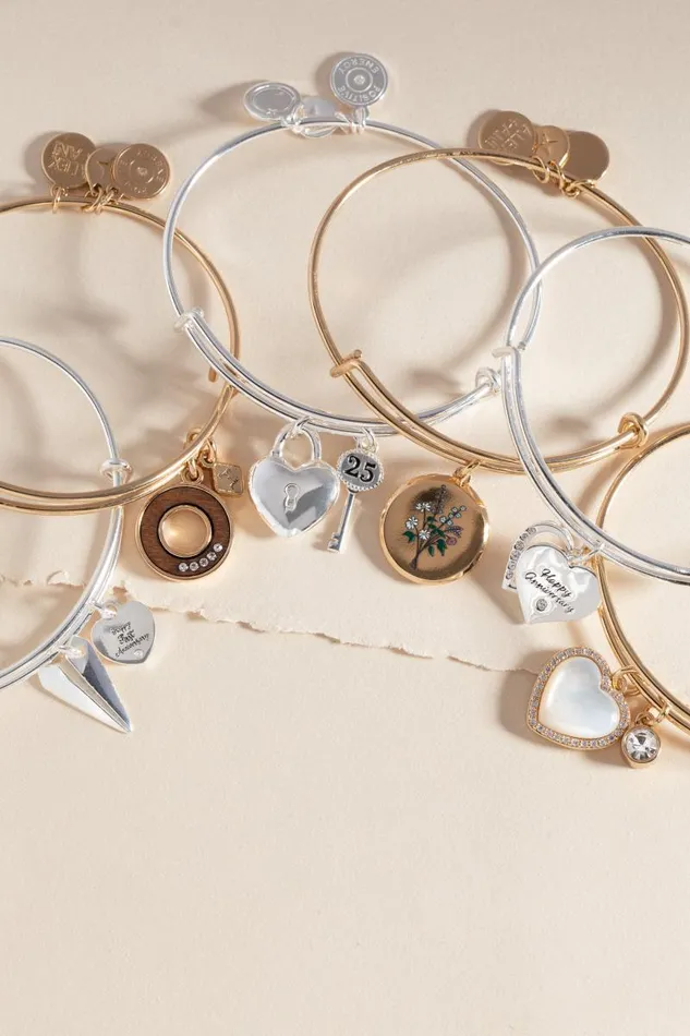 Bracelets Women Alex And Ani Flower Anniversary Bangle Shiny Gold