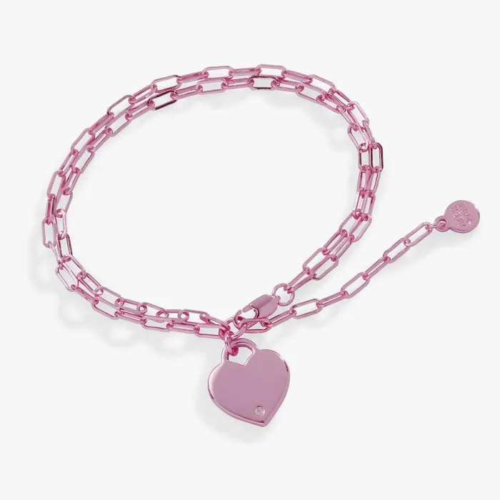 Bracelets Women Alex And Ani Heart Charm Double Paperclip Chocolate and Gold Chain Bracelet Shiny Pink