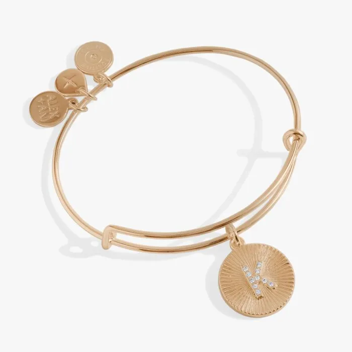 Bracelets Women Alex And Ani Initial K Pave Starburst Texture Bangle Gold