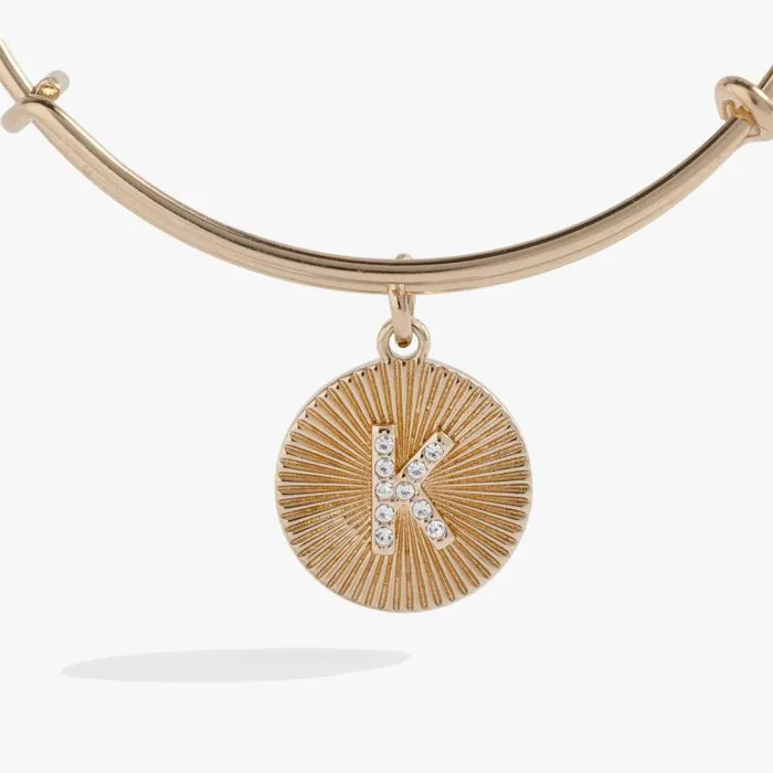 Bracelets Women Alex And Ani Initial K Pave Starburst Texture Bangle Gold
